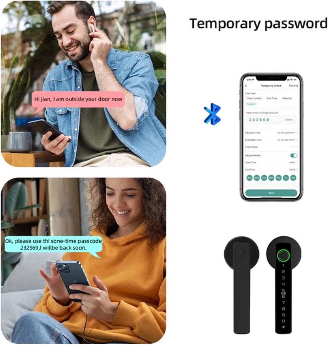 Smart Lock zwart - deurslot met vingerafdruk en code