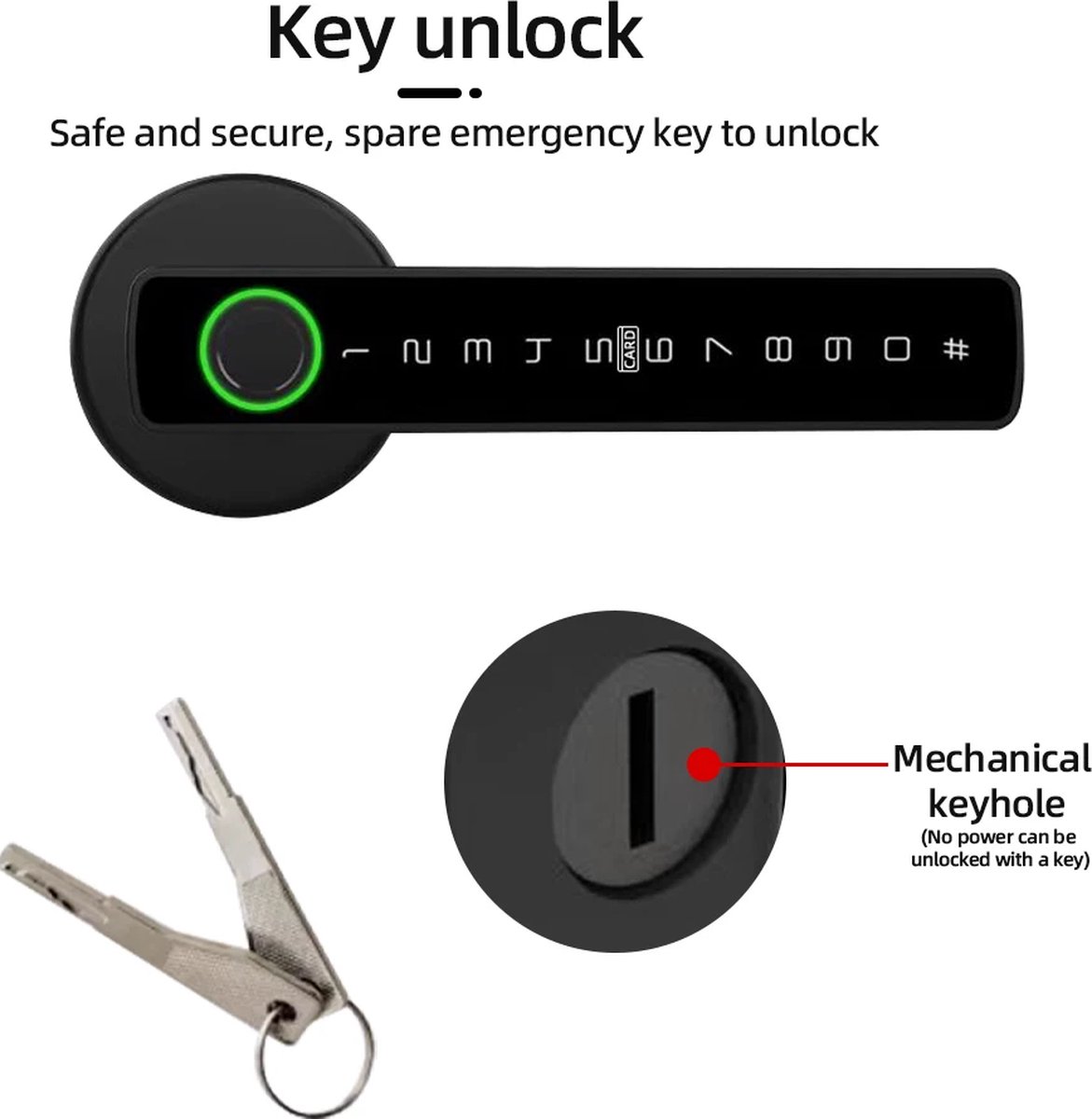 Smart Lock zwart - deurslot met vingerafdruk en code