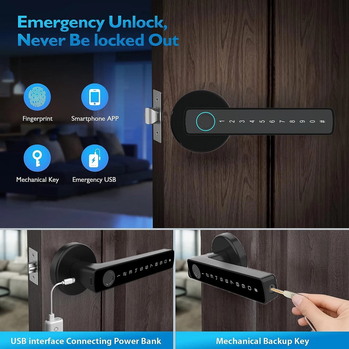 Smartlock Elektrisch Deurslot met Vingerafdruk en Code