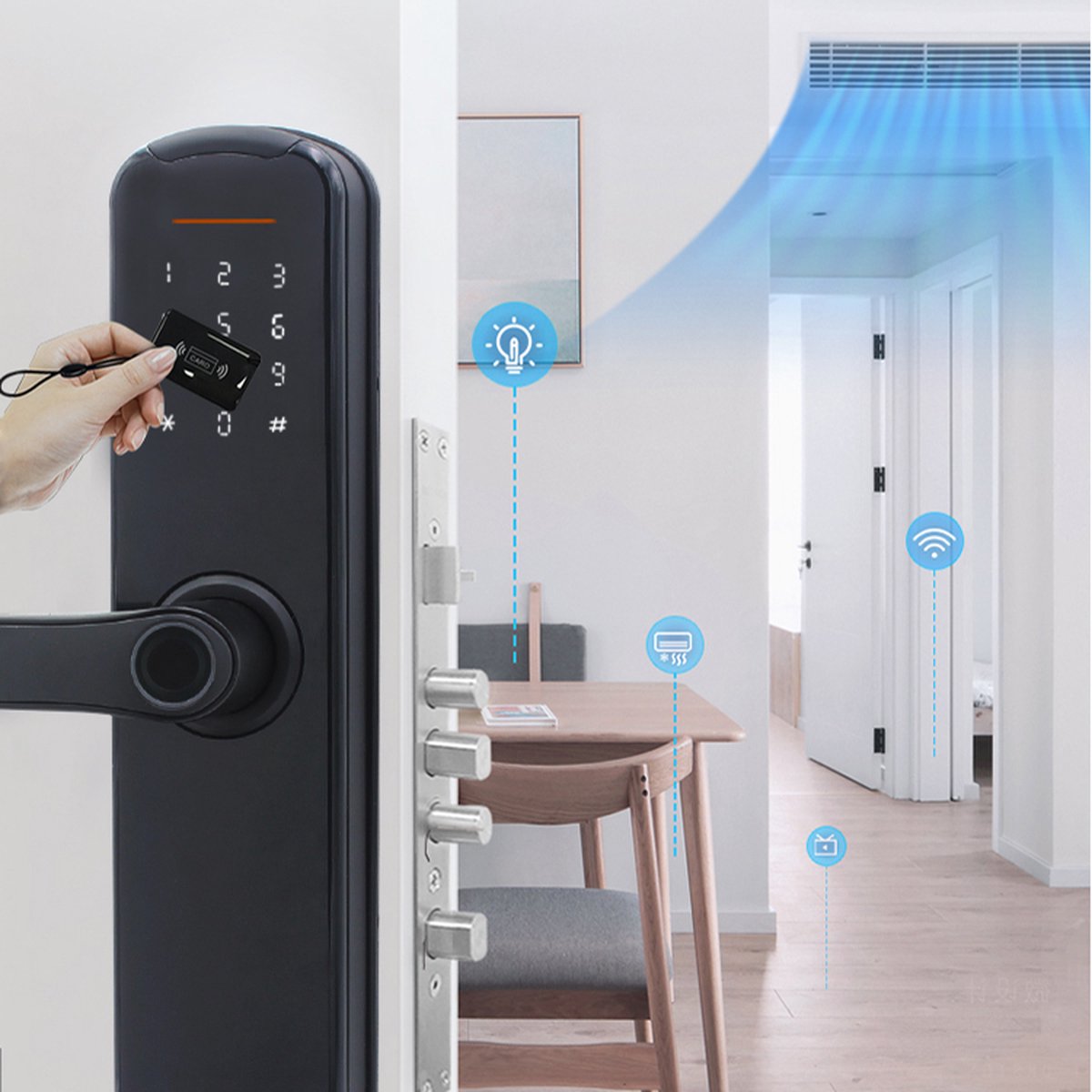 Smartlock Kantoorslot Waterdichte Deurklink Batterij Wi-Fi Vingerafdruk