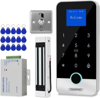 SnelShoppen - Bluetooth toegangscontrolesysteem met Tuya app, RFID controller, slim vingerafdruktoetsenbord, 180 kg magneetslot, IC sleutelhanger, D