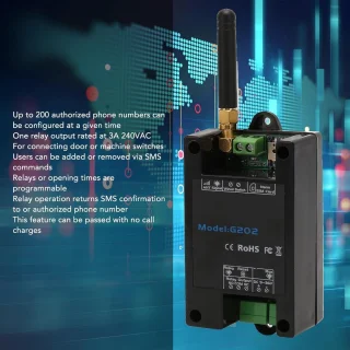 SnelShoppen - GSM G202 Port Remote Control - Draadloze Deuropener met 3A 240VAC, Programmeerbaar met 200 Telefoonnummers, Wereldwijd Quad Band, Voor T