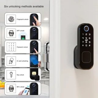 SnelShoppen - Slimme Deurslot Wifi Elektronisch Digitaal Afstandsbediening Vingerafdruk Kaart Wachtwoord Toetsenbord Nachtgrendel Voor Deurhandgrepen