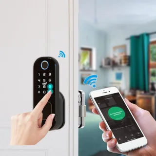 SnelShoppen - Slimme Deurslot Wifi Elektronisch Digitaal Afstandsbediening Vingerafdruk Kaart Wachtwoord Toetsenbord Nachtgrendel Voor Deurhandgrepen