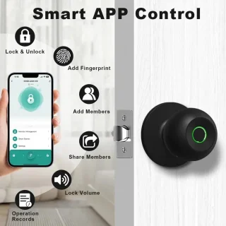 SnelShoppen - Smart Deurslot - Elektronisch Deurgreep met Vingerafdruk, App Besturing, Biometrisch Deurslot voor Slaapkamer, Thuis, Kantoor en Hotels