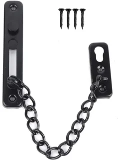 SnelShoppen - Veiligheidsdeurketting beveiligingsslot (zwart, 201 rvs)