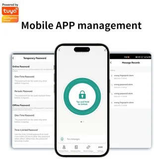 SnelShoppen - Vingerafdruk Deurslot 5-in-1 Slimme Deurknop met App, Vingerafdruk, IC-kaarten, Wachtwoord en Back-up Toetsen voor Slaapkamer, Kantoor e