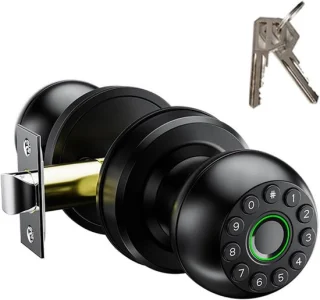 SnelShoppen - XENOCAM Smart Lock Biometrisch Vingerafdruk Deurknop, Slim Combinatieslot met App-Bediening, Zwarte Intelligente Deurgreep voor Woonhuiz