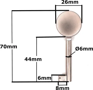 Spaans slot links, montageafstand 64 mm, mat vernikkeld