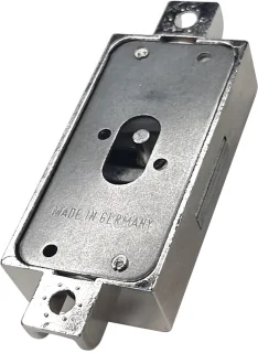 Spaans slot links, montageafstand 64 mm, mat vernikkeld