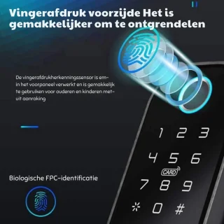 Thuys Smartlock Deurslot Met Vingerdrukherkenning Zwart