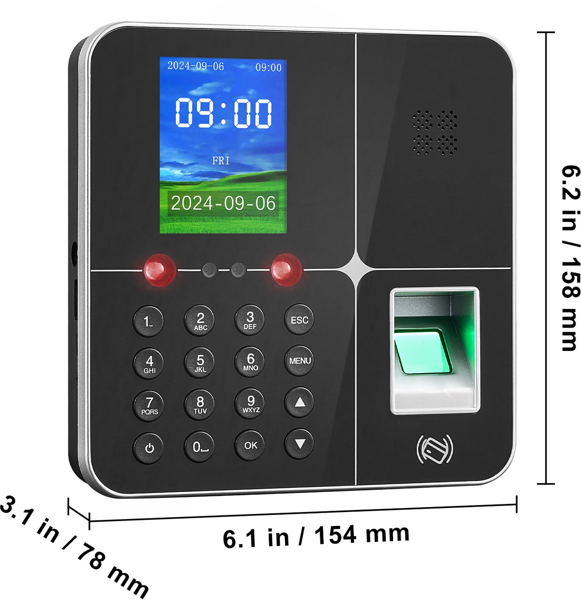 Tijdklok Aanwezigheidsapparaat Biometrisch met Rfid Kaarten