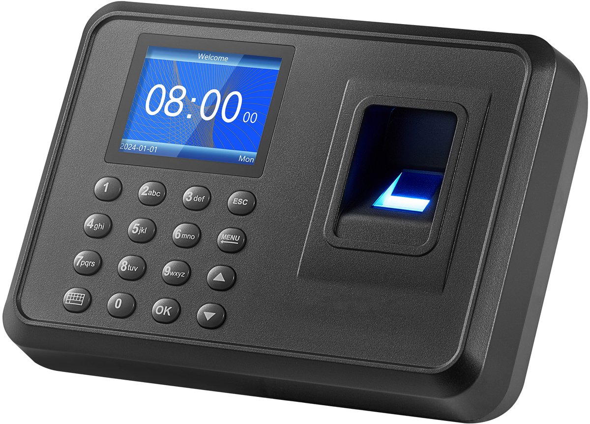 Tijdklok Biometrisch Vingerafdruk en Pincode 2,4" Stand-Alone