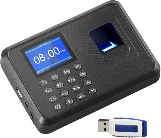 Tijdklok Biometrisch Vingerafdruk en Pincode 2,4" Stand-Alone