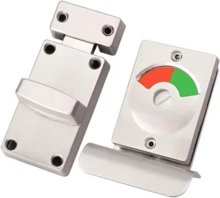 Toilet deurslot met rood-groen indicator, zilver