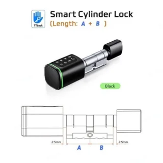 TTLock slank deurslot - smart lock - euro cilinderslot - zwart