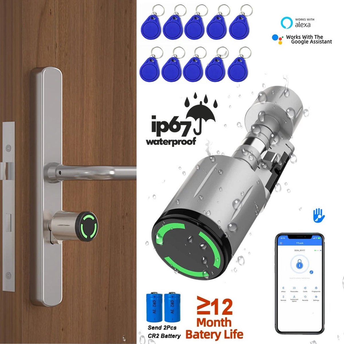 TTLock Slank Elektrisch Deurslot Zilver