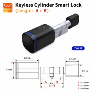 Velmio Slim Vingerafdruk Deurslot 60 mm Zwart