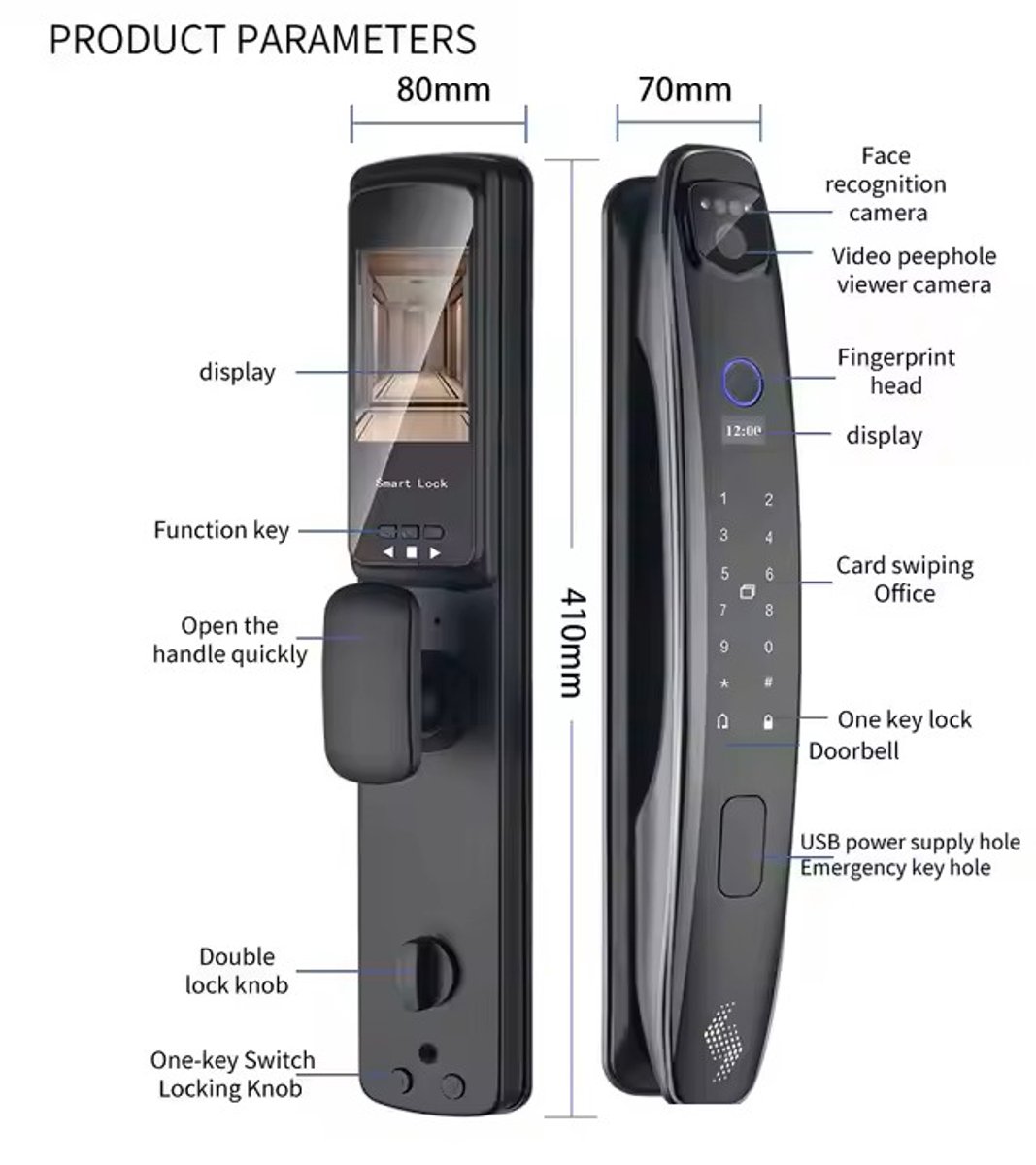 Xsdts 3D Face Smart Biometrisch Deurslot
