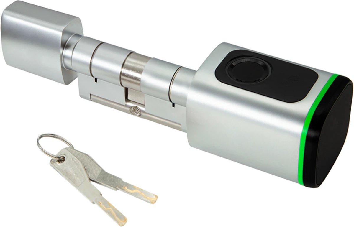 De YLI SC-02FP Grijze Smart Cilinder met vingerafdruklezer in één oogopslag