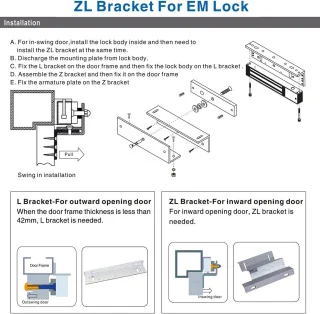 Z en L Montagebeugel voor elektromagneetslot