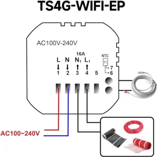Programmeerde WiFi Thermostaat voor Elektrische Vloerverwarming 16A - LCD Touchscreen, Compatibel met Alexa en Google Assistant