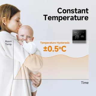 Programmeerde WiFi Thermostaat voor Elektrische Vloerverwarming 16A - LCD Touchscreen, Compatibel met Alexa en Google Assistant