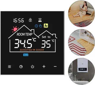 Slimme Wifi Thermostaat met Touchscreen en Afstandsbediening - Energiezuinig en Programmeerbaar