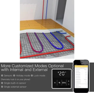 TechU™ Smart Thermostaat Thin – Wit – Alleen voor Elektrische Vloerverwarming – App & Wifi – Google Assistant & Amazon Alexa – Persoonlijk Programma Instelbaar