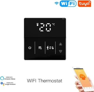 TechU™ Smart Thermostaat Thin – Wit – Alleen voor Elektrische Vloerverwarming – App & Wifi – Google Assistant & Amazon Alexa – Persoonlijk Programma Instelbaar