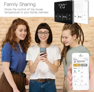 TechU™ Smart Thermostaat Thin – Wit – Alleen voor Elektrische Vloerverwarming – App & Wifi – Google Assistant & Amazon Alexa – Persoonlijk Programma Instelbaar