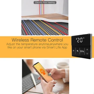 TechU™ Smart Thermostaat Thin – Wit – Alleen voor Elektrische Vloerverwarming – App & Wifi – Google Assistant & Amazon Alexa – Persoonlijk Programma Instelbaar