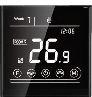 TechU™ Slimme Thermostaat Vita – Alleen voor Elektrische Vloerverwarming – Zwart – Google Assistant & Amazon Alexa – App & Wifi