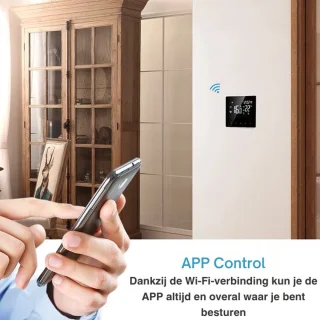 Slimme thermostaat - Thermostaat voor cv - Termostaat - Thermostaatknop - Voor elektrische vloerverwarming - Via Wifi - Wifi thermostaat - Digitale thermostaat - Slimme thermostaat voor centrale verwarming - Thermostaat