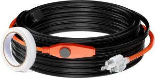 Leidingverwarmingskabel, 25 m, 23 W/m, Verwarmingslint met Geïntegreerde Thermostaat, Beschermt Waterleidingen en PVC-slangen, Metalen en Kunststof leidingen Tegen Vorst
