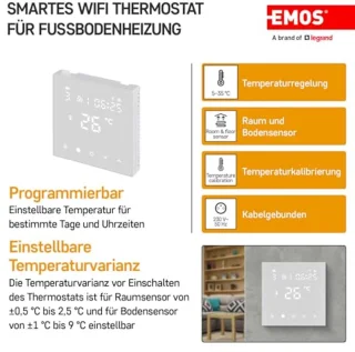 Slimme kamerthermostaat met app en wifi voor vloerverwarming - energiebesparend met touch-bediening