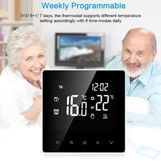 Digitale thermostaat 16A met touchscreen en LCD-display voor elektrische vloerverwarming