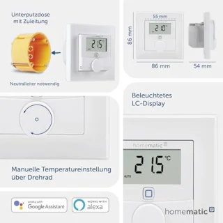 Wandthermostaat Met Schakeluitgang Voor Slimme Vloerverwarming, Wit