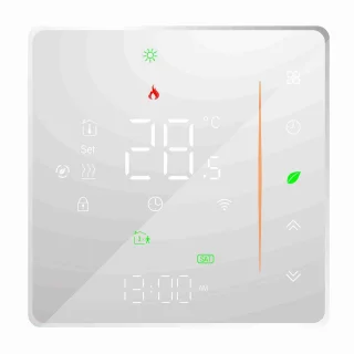 WiFi Slimme Thermostaat voor Vloerverwarming – Wekelijks Programmeerbaar, Touchbediening, Mobiele App & Spraakbediening, Compatibel met Alexa en Google Home, 5A, Wit