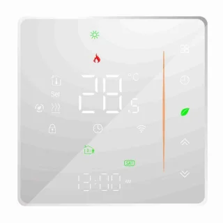 WiFi Slimme Thermostaat voor Vloerverwarming – Wekelijks Programmeerbaar, Touchbediening, Mobiele App & Spraakbediening, Compatibel met Alexa en Google Home, 5A, Wit