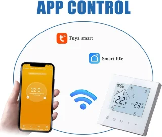 Slimme Wifi-thermostaat voor elektrische vloerverwarming - Digitaal touchscreen, temperatuurregelaar, compatibel met Alexa en Google