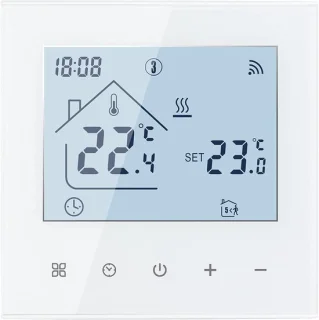 Slimme Wifi-thermostaat voor elektrische vloerverwarming - Digitaal touchscreen, temperatuurregelaar, compatibel met Alexa en Google