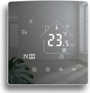 Beok WIFI Verwarmingsthermostaat, Tuya Slimme Thermostaat Touchscreen Verwarmingsthermostaat Kamerthermostaat Intelligente voor Elektrische Vloerverwarming Compatibel Alexa Google 16A