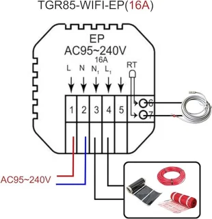 Beok WIFI Verwarmingsthermostaat, Tuya Slimme Thermostaat Touchscreen Verwarmingsthermostaat Kamerthermostaat Intelligente voor Elektrische Vloerverwarming Compatibel Alexa Google 16A