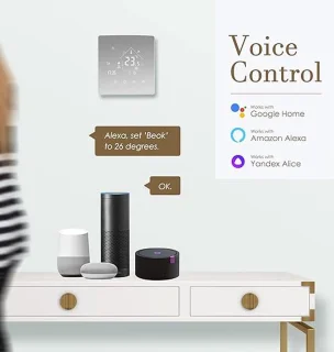 Beok WIFI Verwarmingsthermostaat, Tuya Slimme Thermostaat Touchscreen Verwarmingsthermostaat Kamerthermostaat Intelligente voor Elektrische Vloerverwarming Compatibel Alexa Google 16A
