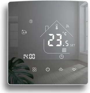 Beok WIFI Verwarmingsthermostaat, Tuya Slimme Thermostaat Touchscreen Verwarmingsthermostaat Kamerthermostaat Intelligente voor Elektrische Vloerverwarming Compatibel Alexa Google 16A