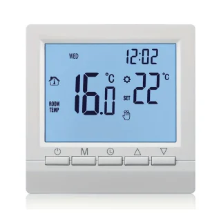 Programmeerbare Thermostaat voor Gashaarden - Digitaal LCD-scherm 5-90°C | NTC-sensor + Kinderveiligheid | Laagspanning Slimme Temperatuurregelaar 5A | Automatische Modus & Weekprogramma