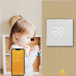Smart WiFi Thermostaat WH-3A voor Vloerverwarming en Gasboiler, Compatibel met Alexa en Google Home, Elektrische Verwarmingssysteem, Tuya; Wit