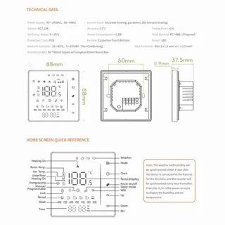 WIFI Thermostaat voor Watervloerverwarming - Programmeerbare Temperatuurregeling met Afstandsbediening - Geschikt voor Smart Home