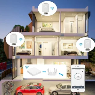 Slimme Radiatorthermostaatset met Zigbee Gateway en WiFi - Programmeerbare Thermostaten voor Slimme Verwarming